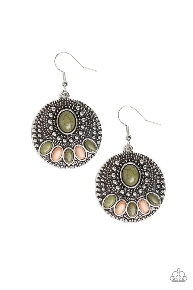 Paparazzi Earring ~ Sandstone Paradise - Green