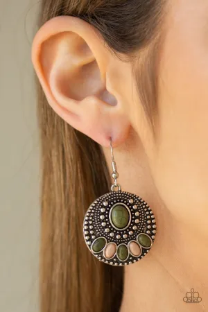 Paparazzi Earring ~ Sandstone Paradise - Green