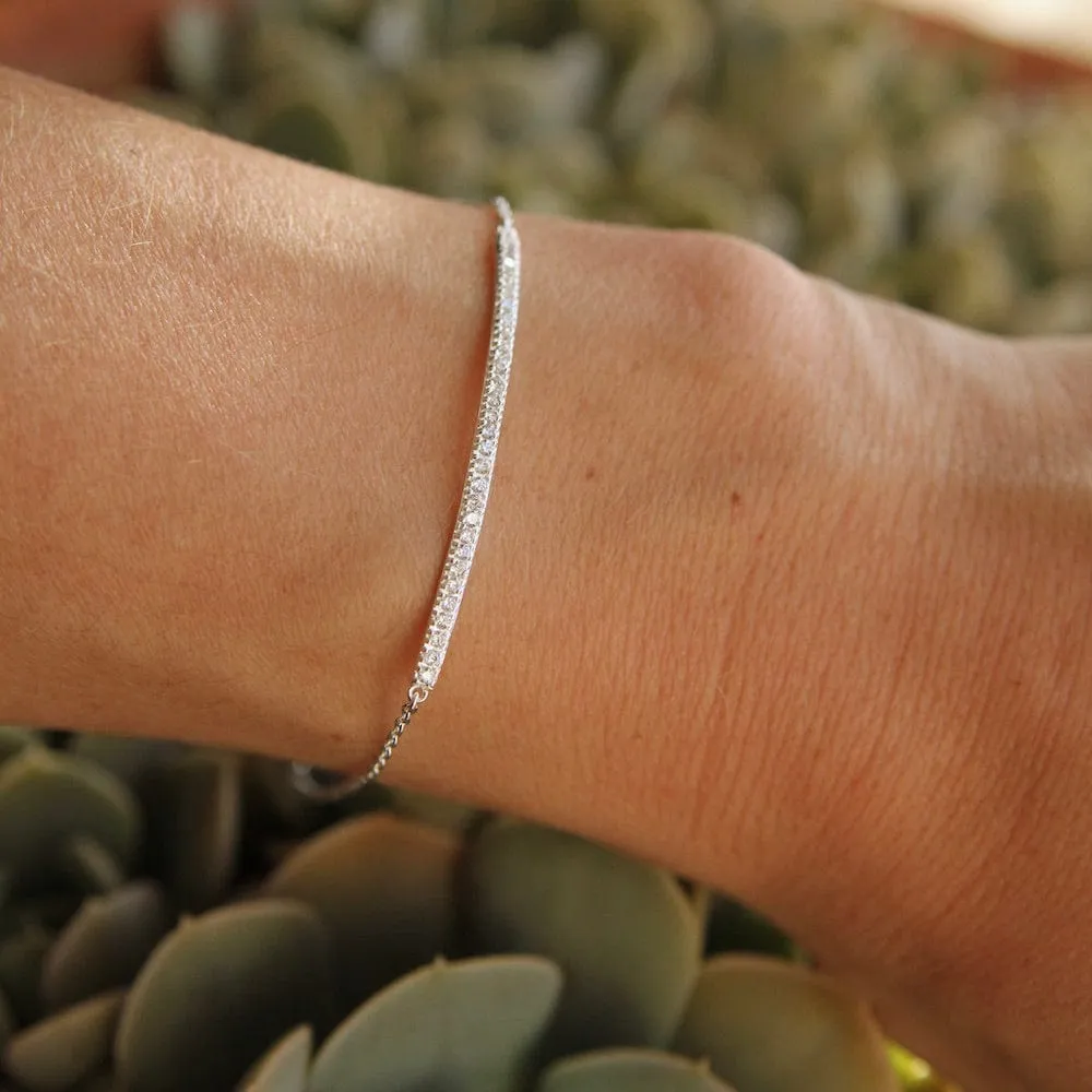 Pave CZ Curved Bar Bracelet