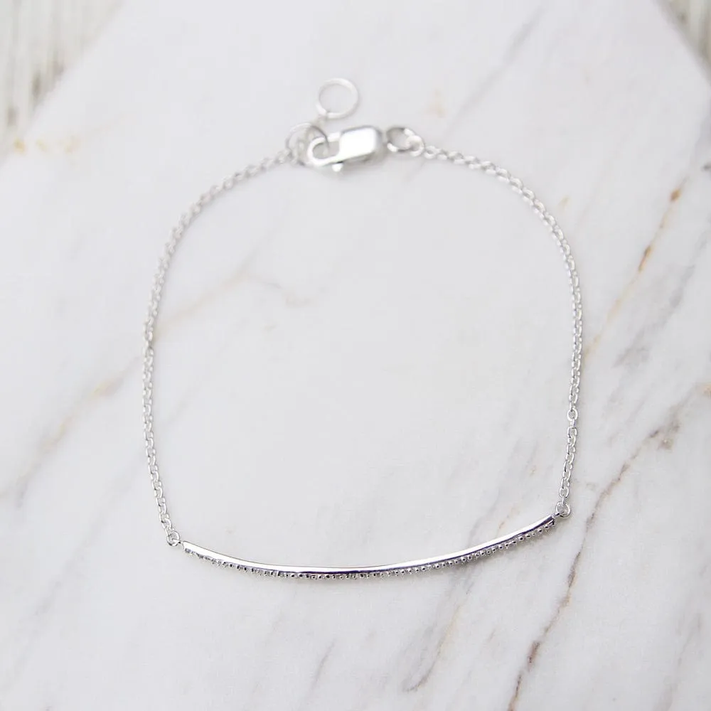 Pave CZ Curved Bar Bracelet