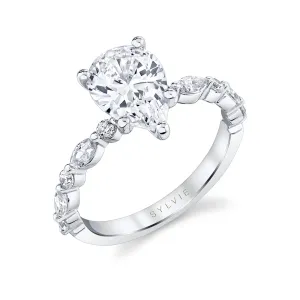 Pear Shaped Unique Engagement Ring - Felicity Platinum White