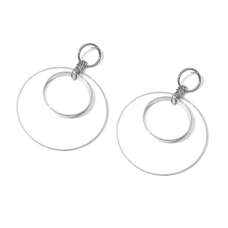 Personality, simple and fashionable circle earrings, fashionable and versatile hollow round pendant earrings, earrings