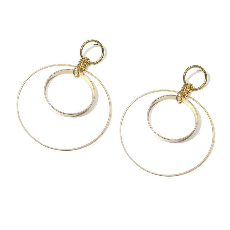 Personality, simple and fashionable circle earrings, fashionable and versatile hollow round pendant earrings, earrings