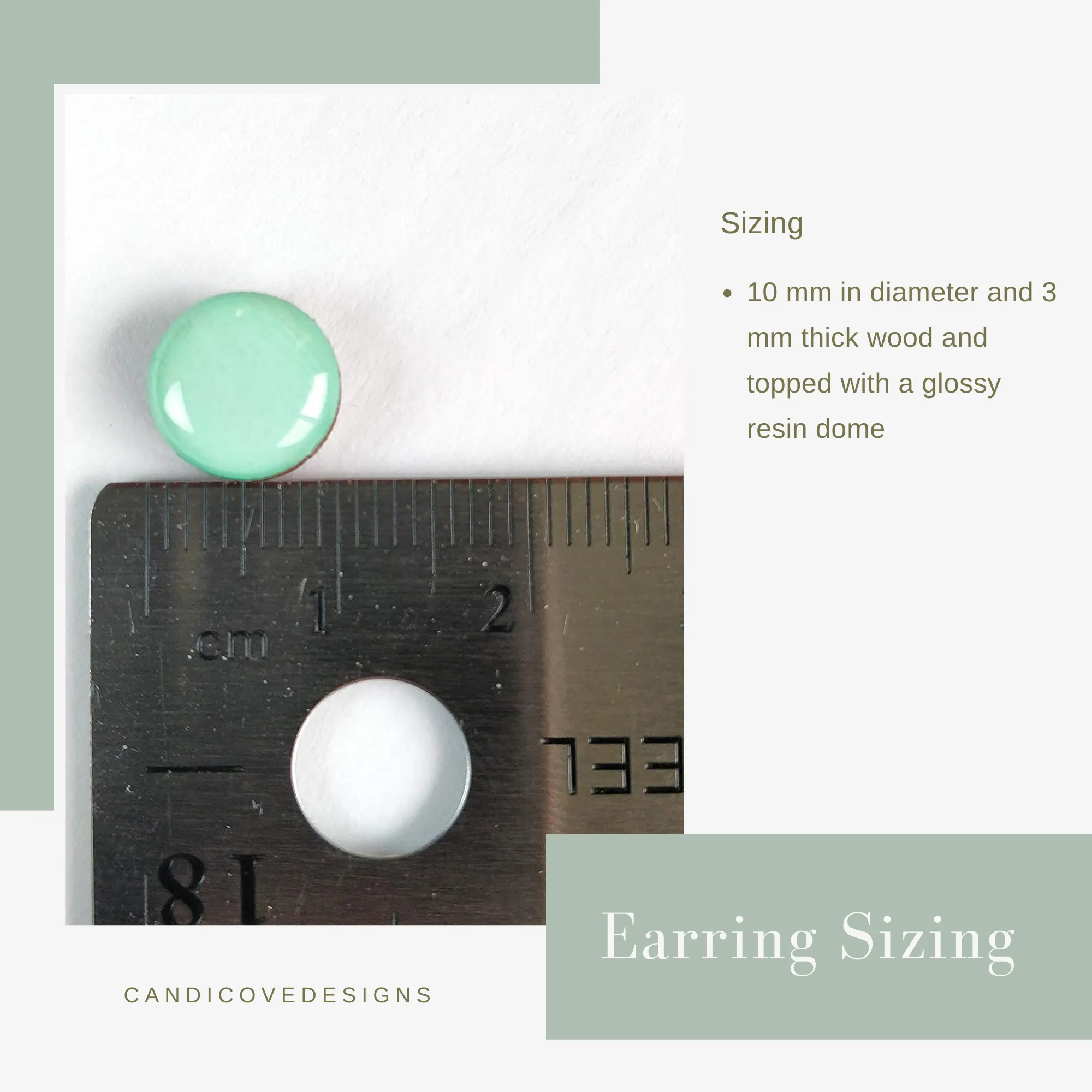 Pine Green Shimmer Stud Earrings by Candi Cove Designs