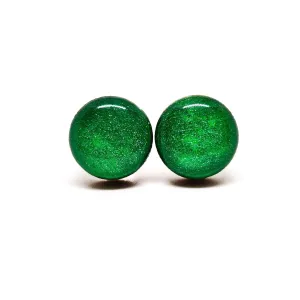 Pine Green Shimmer Stud Earrings by Candi Cove Designs