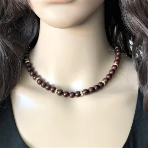 Poppy Jasper and Crystal Beaded Necklace