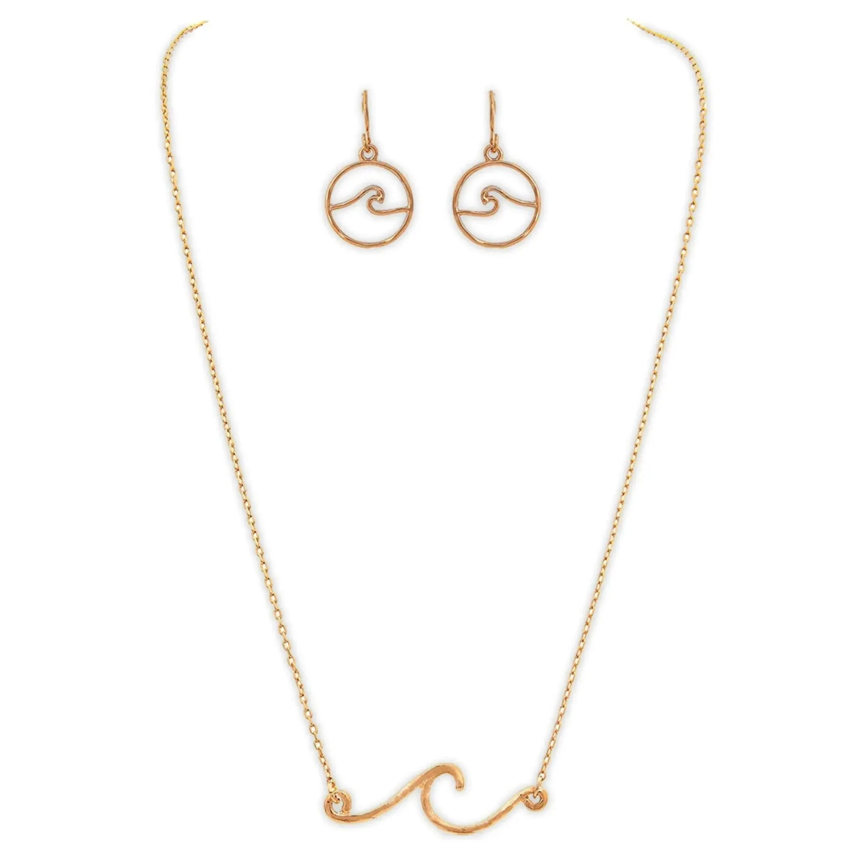 Rain Jewelry Gold Rip Curl Waves Necklace & Earrings Set