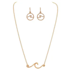 Rain Jewelry Gold Rip Curl Waves Necklace & Earrings Set