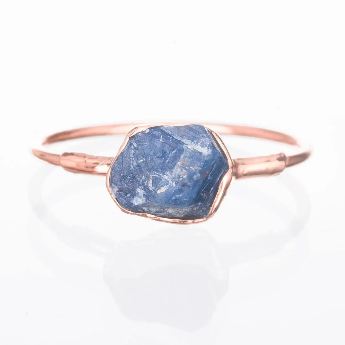 Raw Sapphire Ring in Rose Gold