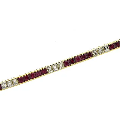 Ruby and Diamond Tennis Bracelet