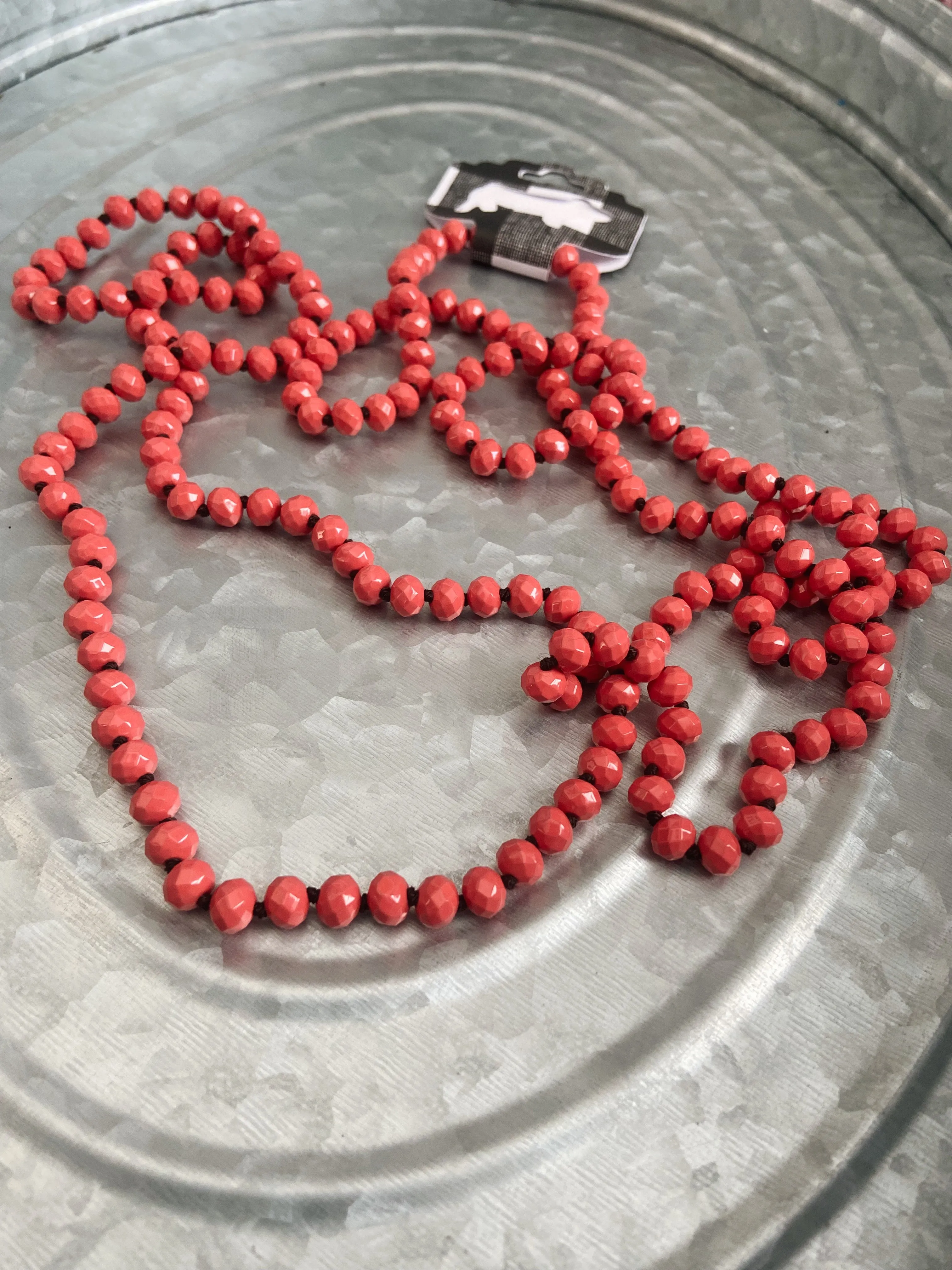 Salmon Orange Beaded Necklace