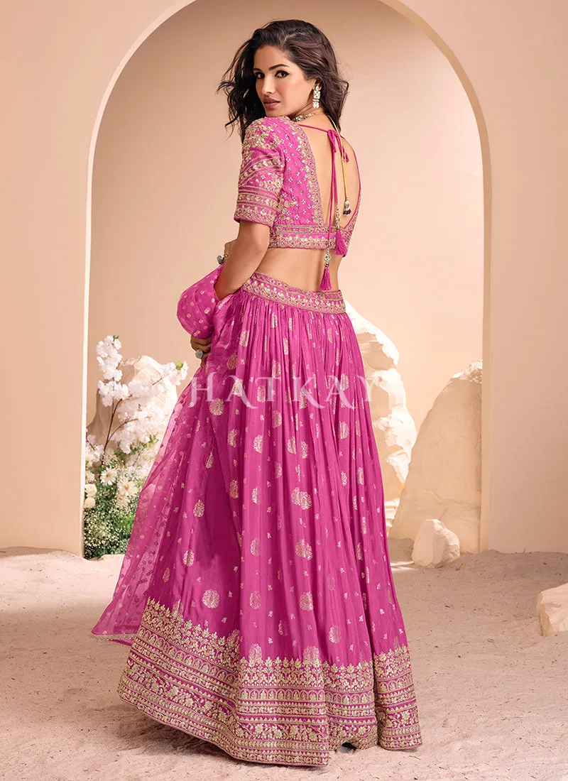 Salmon Pink Embroidered Lehenga Choli