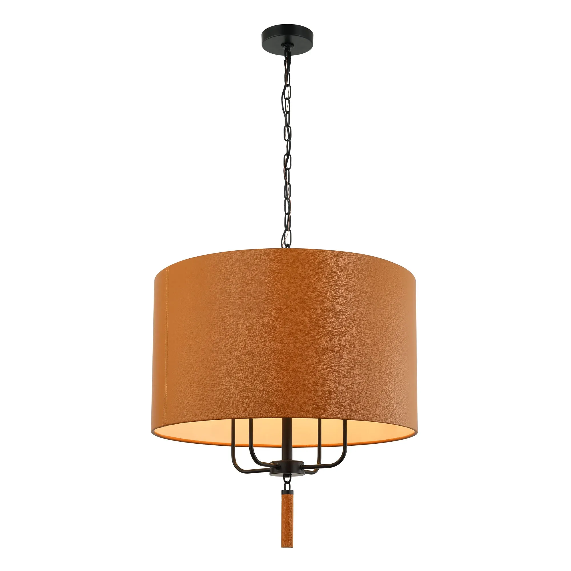 Secret Agent 368P04BLC 4-Light Pendant Light - Black/Camel Leather