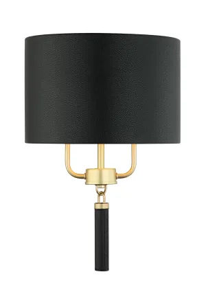 Secret Agent 368W02GOB 2-Light Wall Sconce - Painted Gold/Black Leather