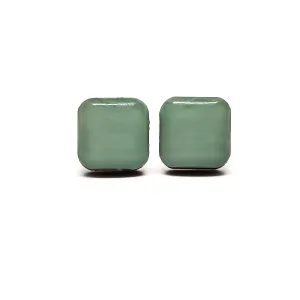 Shale Green Square Stud Earrings by Candi Cove Designs