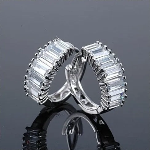 Shiny Baguettes Hoop Earrings