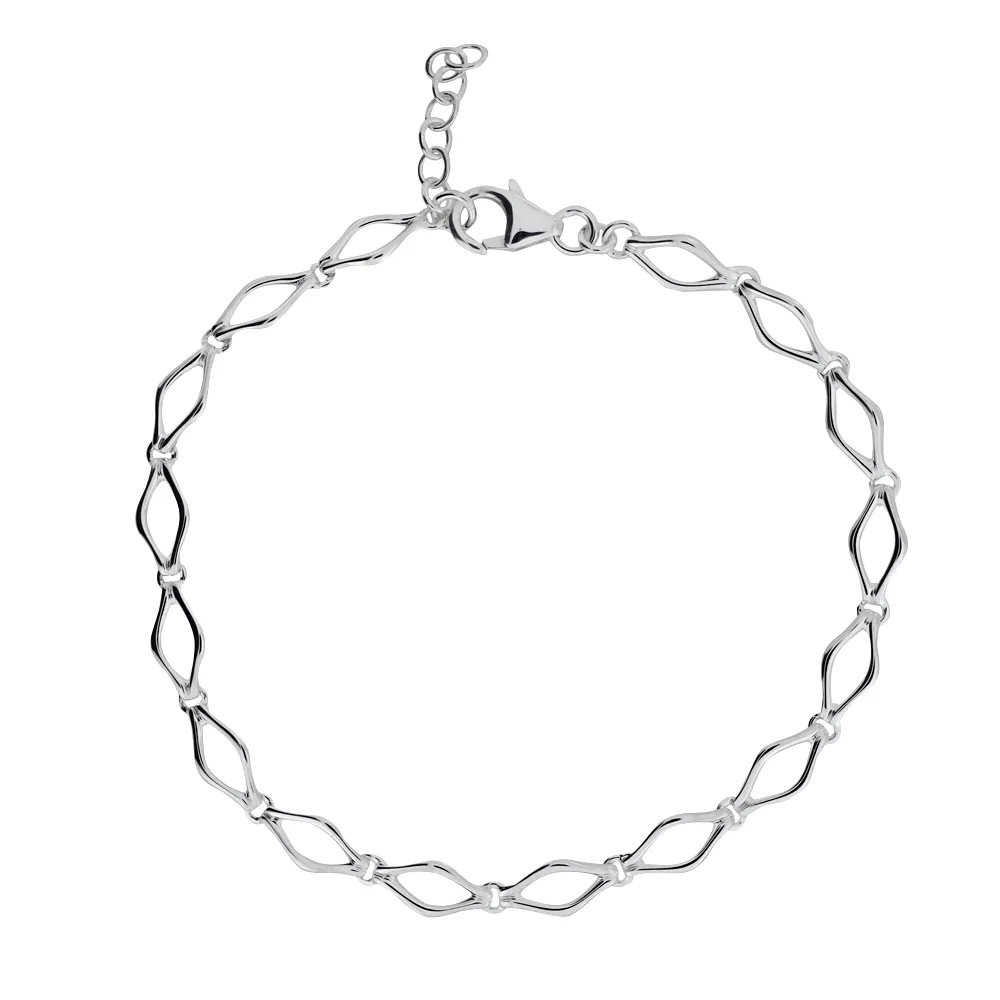 Silver Open Diamond Links Bracelet