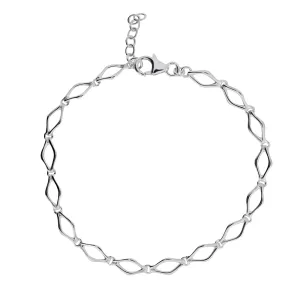 Silver Open Diamond Links Bracelet