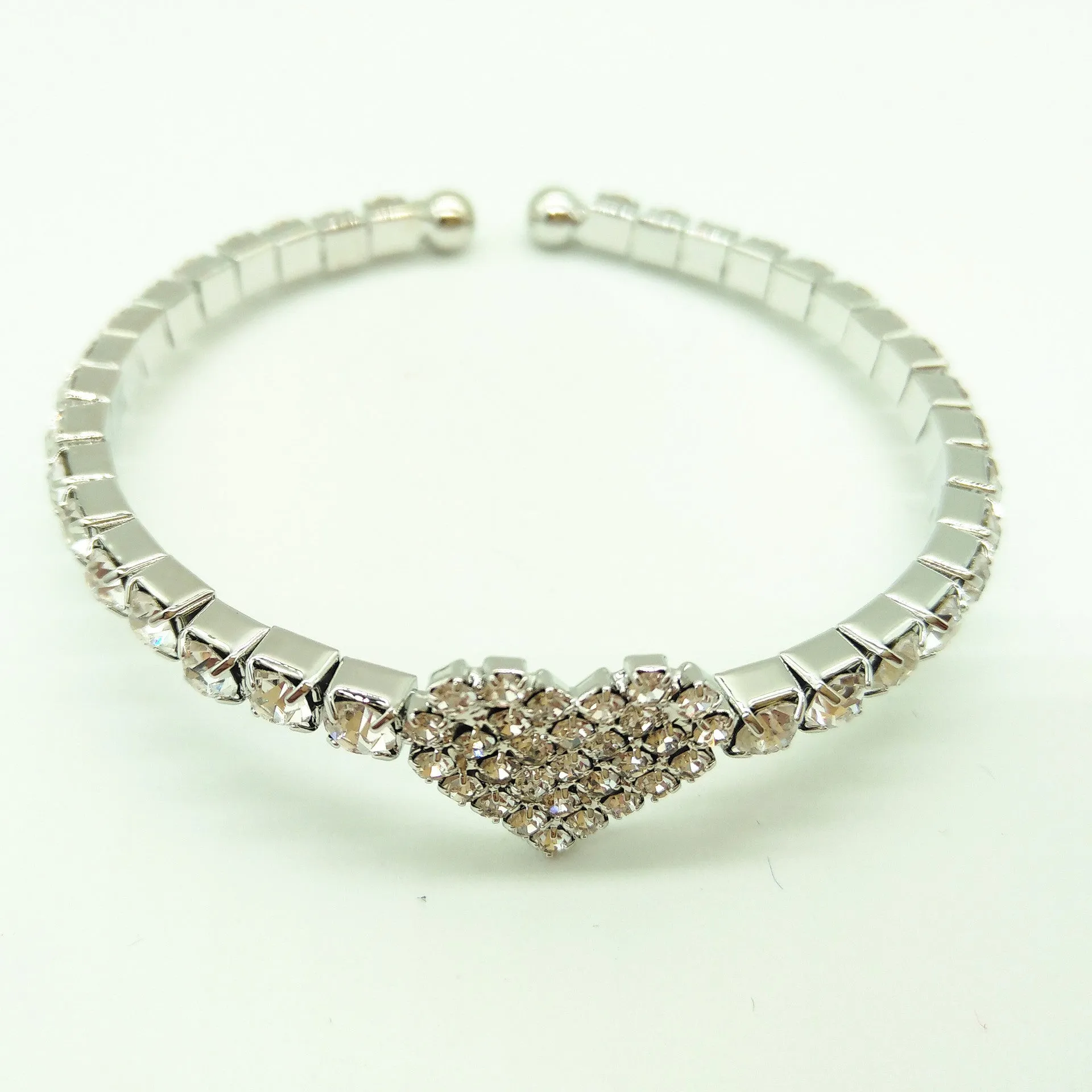 Simple And Popular Full Diamond Couple Elastic Love  Bracelet