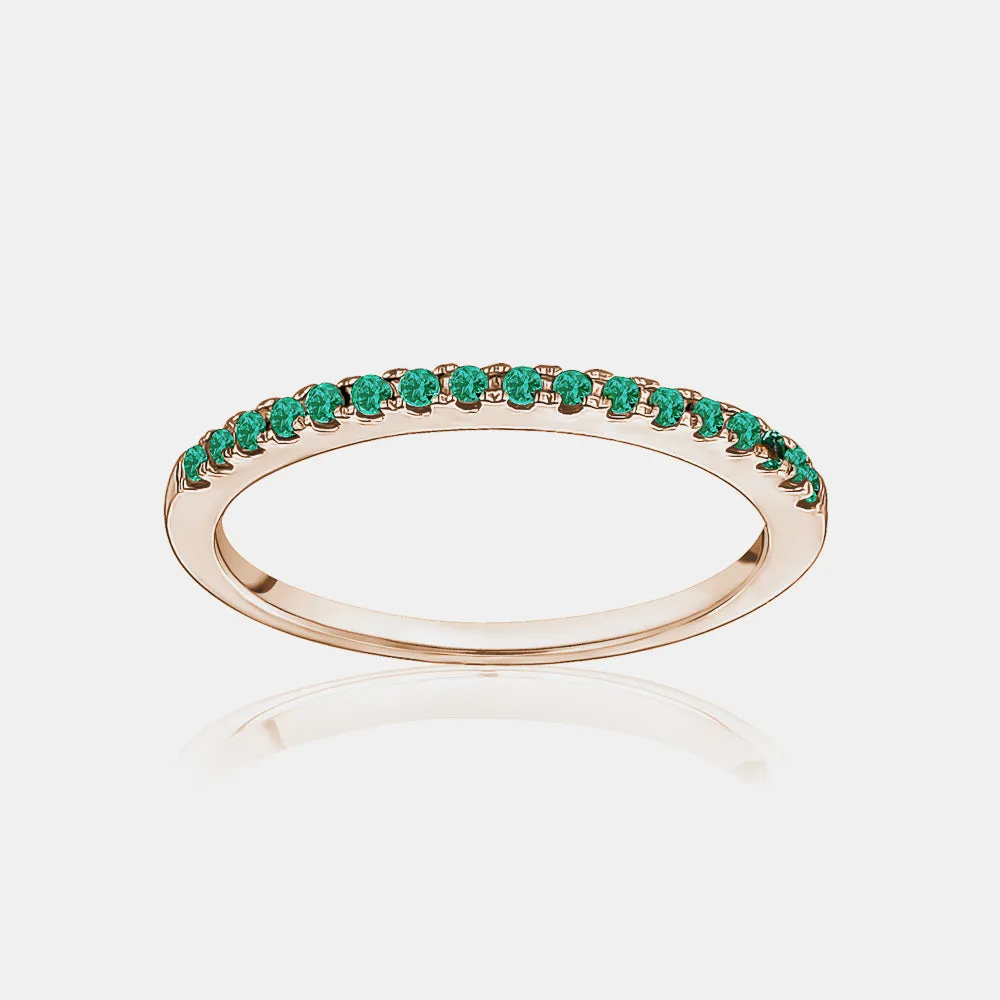 Stackable Pavé Green Emerald Ring