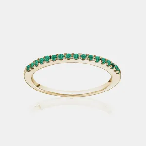 Stackable Pavé Green Emerald Ring