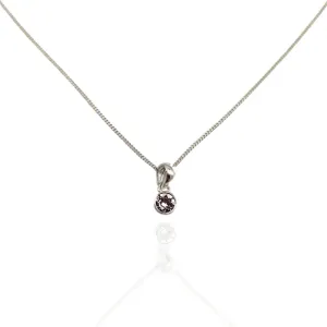 Sterling Silver 4mm Pink CZ Pendant (June)