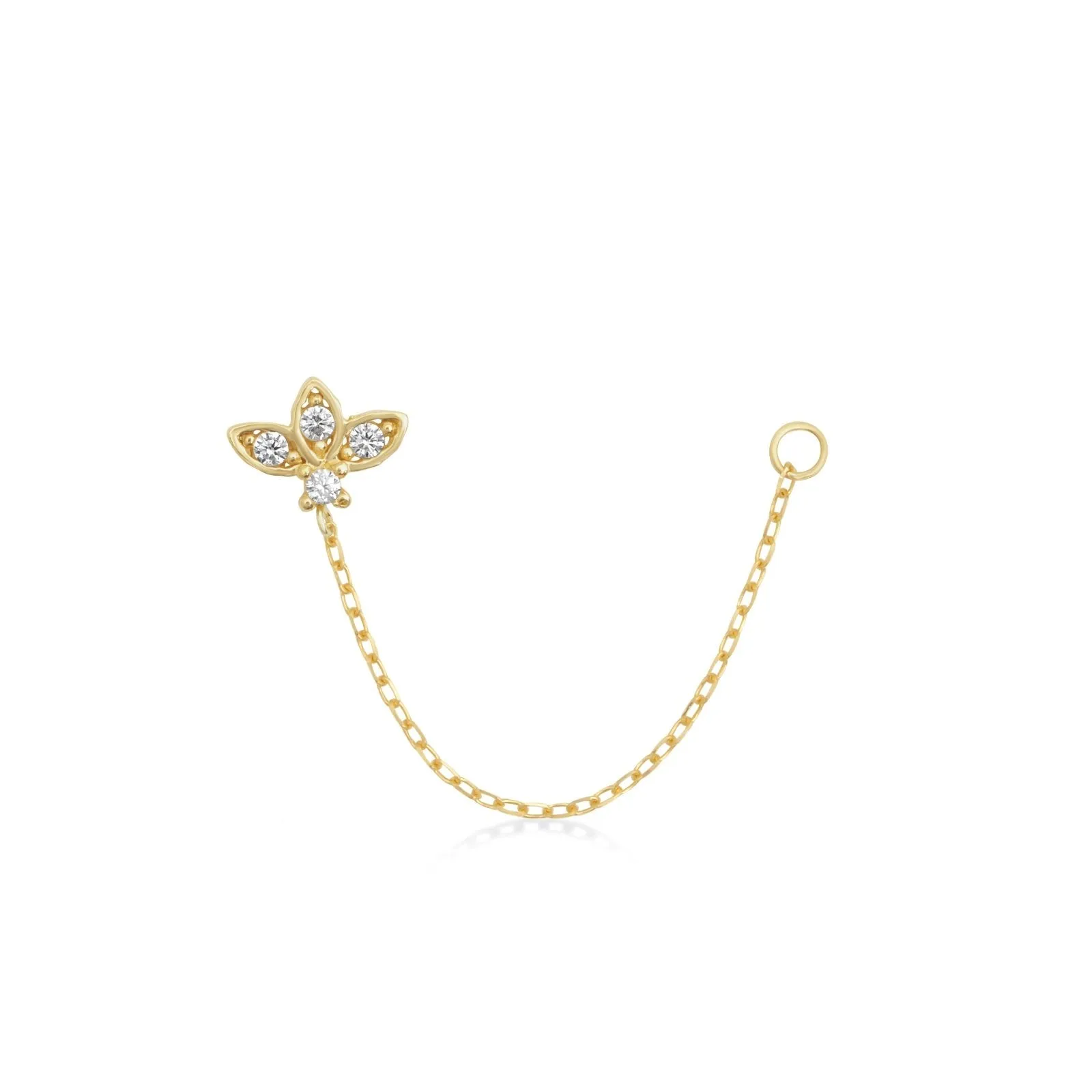 Studded Lotus Chain Earring