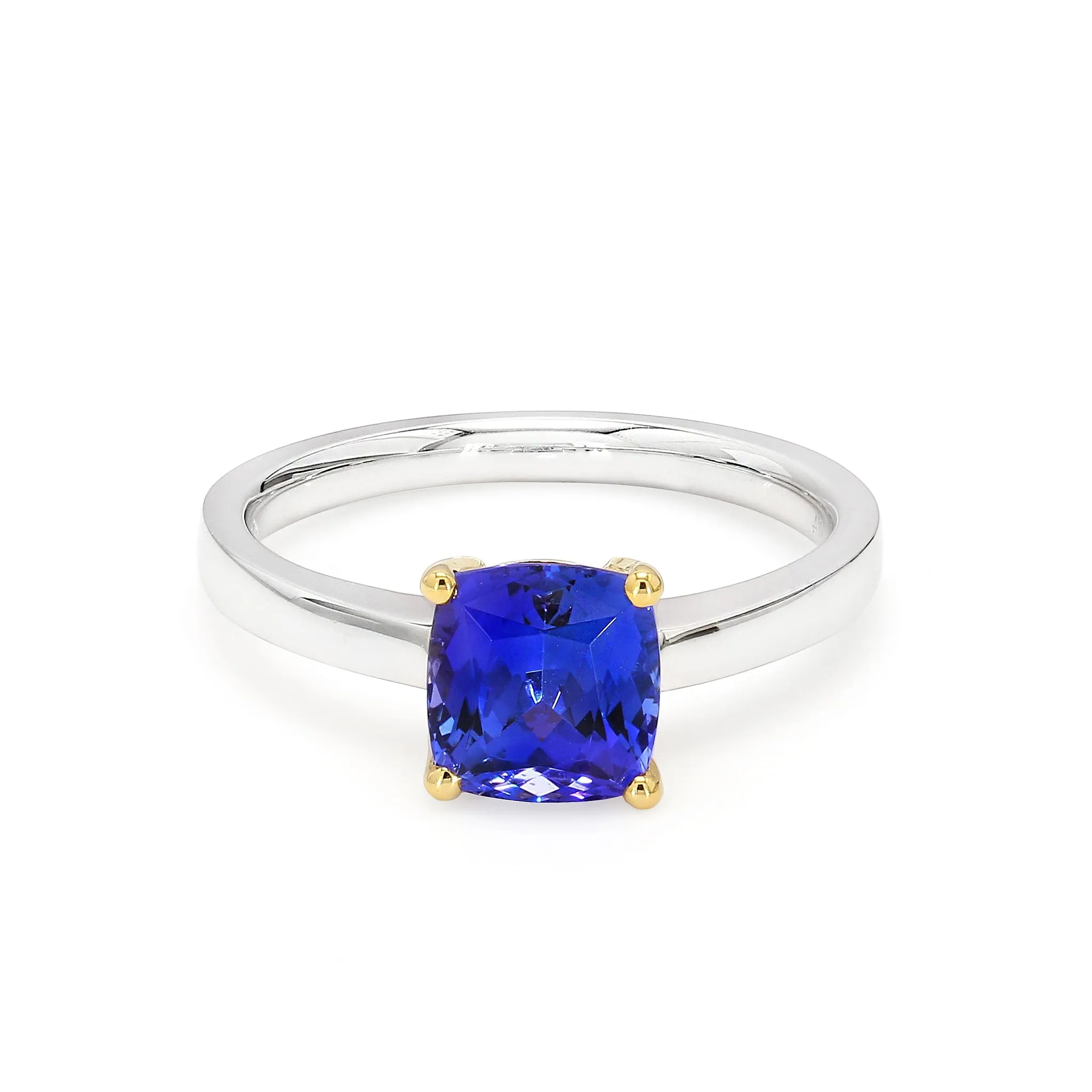 Tanzanite Cushion Cut Solitaire Ring