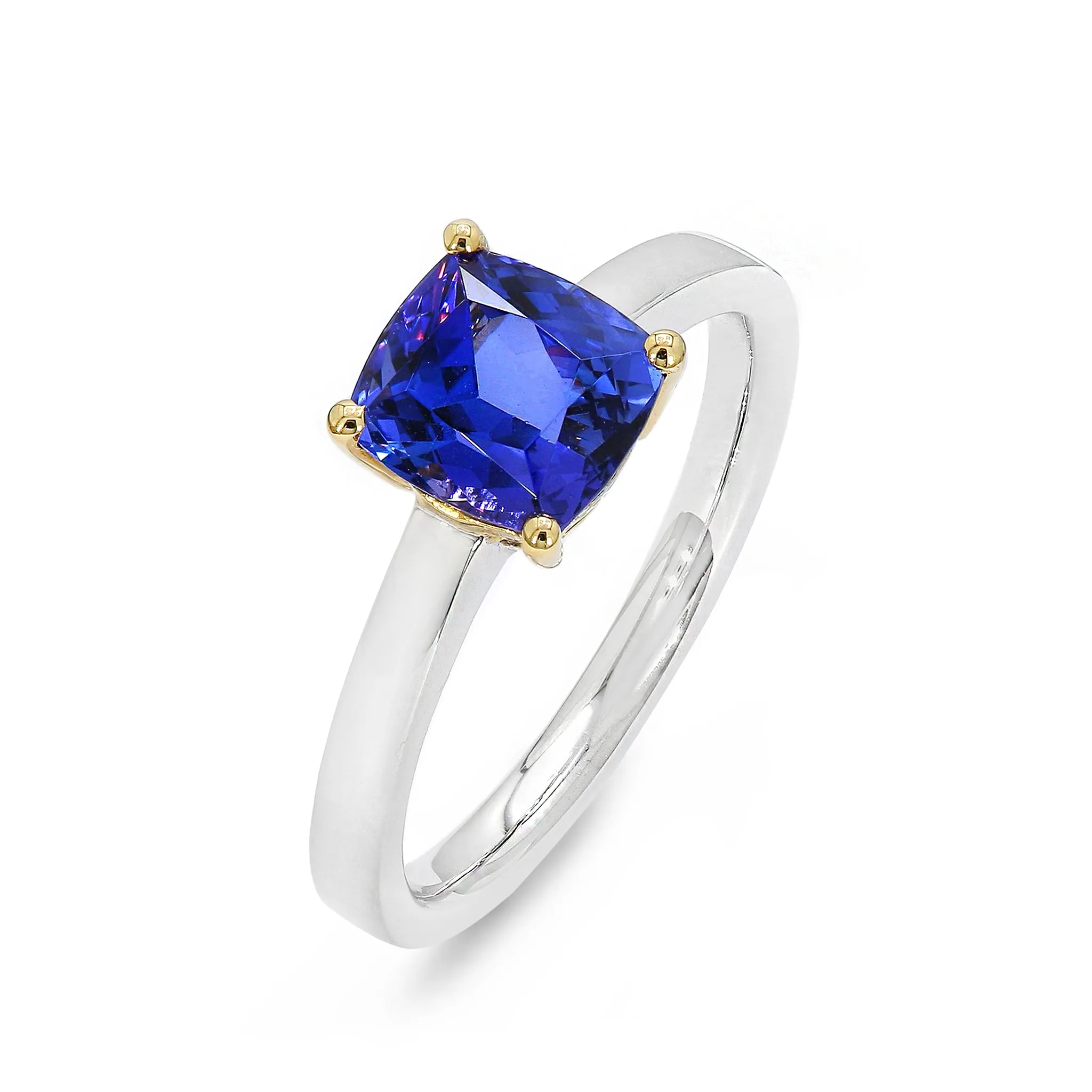 Tanzanite Cushion Cut Solitaire Ring