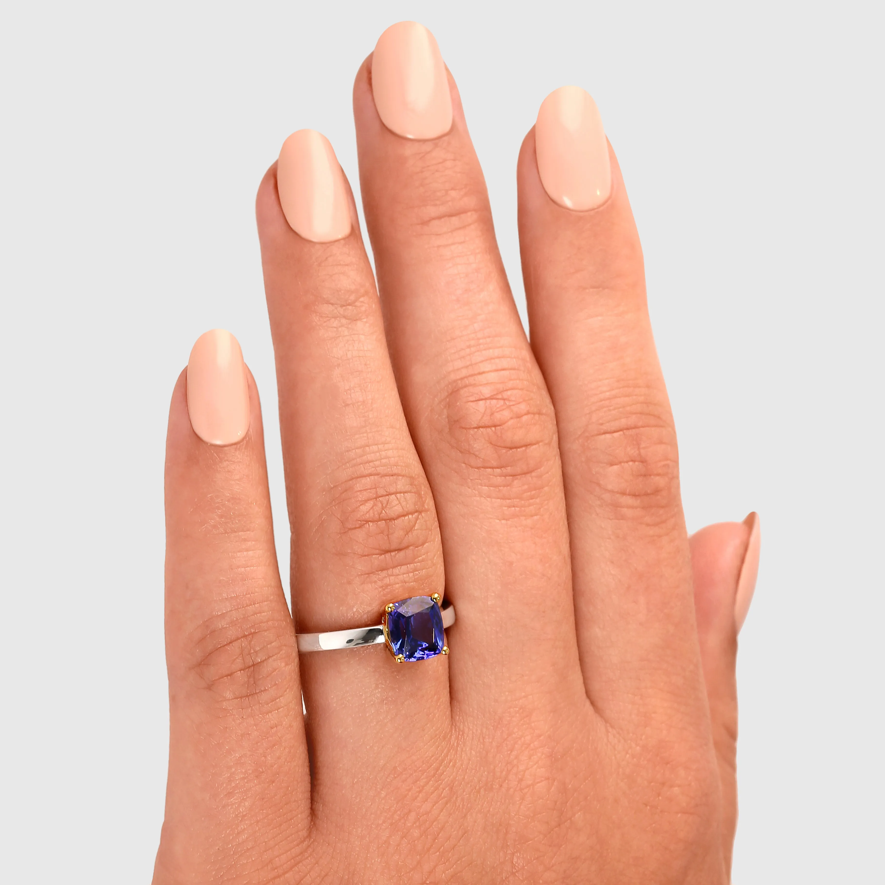 Tanzanite Cushion Cut Solitaire Ring