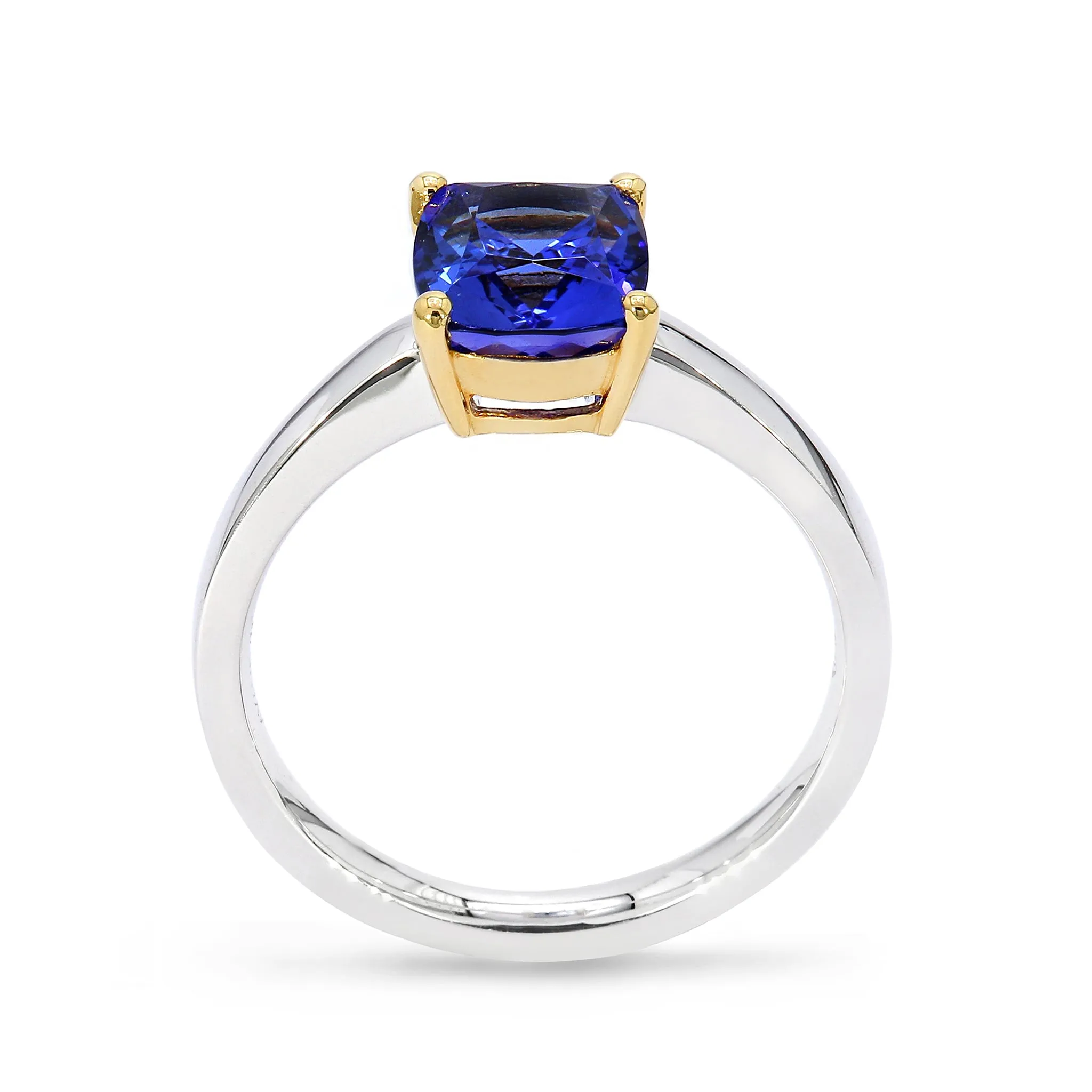 Tanzanite Cushion Cut Solitaire Ring