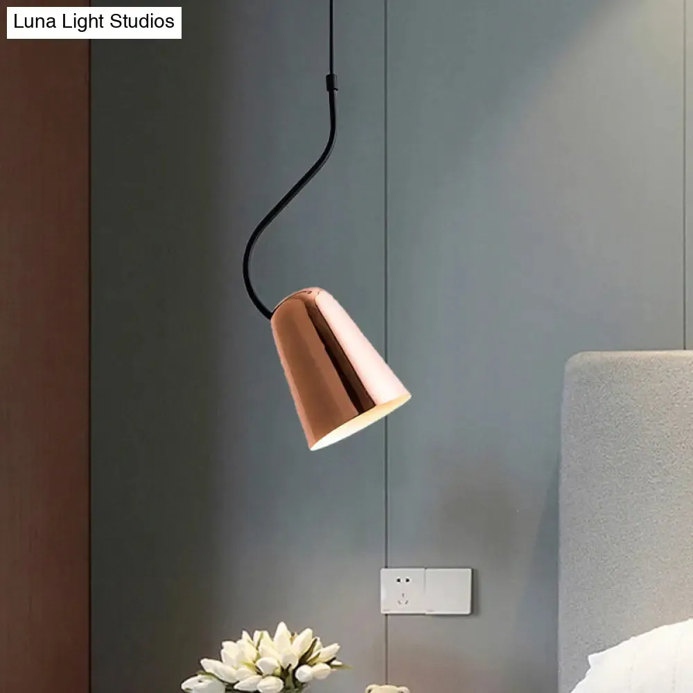 Tapered Copper Ceiling Light - Minimalist 1-Head Iron Pendant with Curved Top