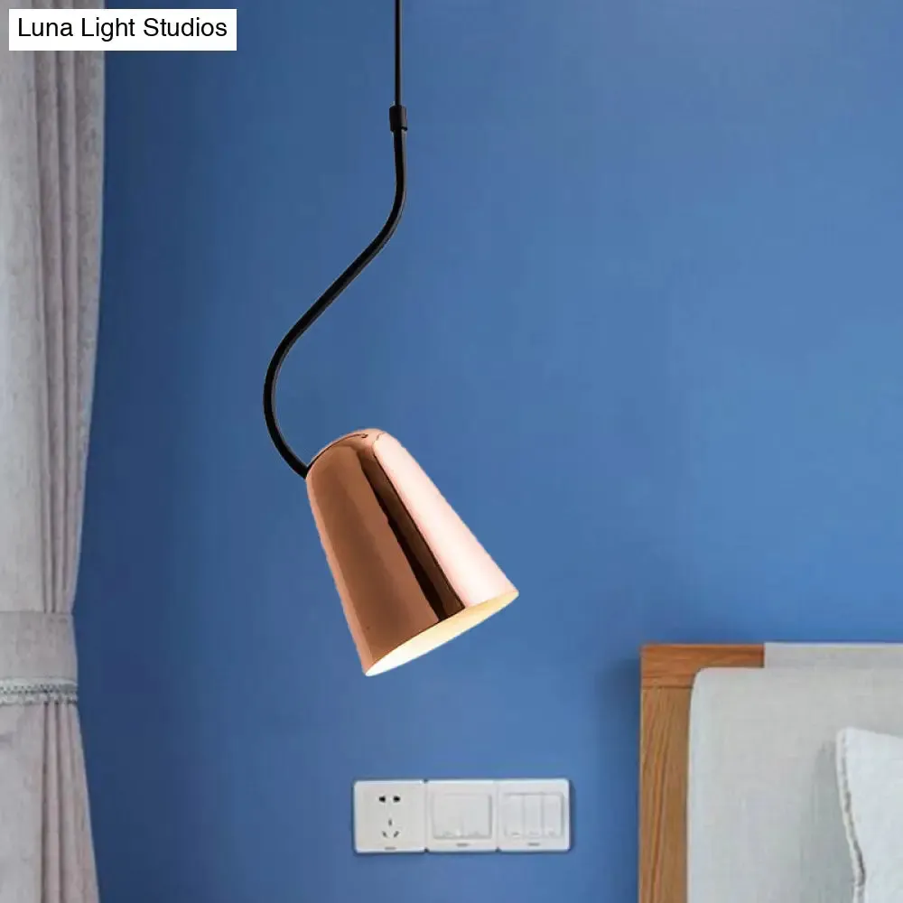 Tapered Copper Ceiling Light - Minimalist 1-Head Iron Pendant with Curved Top