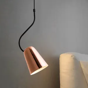 Tapered Copper Ceiling Light - Minimalist 1-Head Iron Pendant with Curved Top