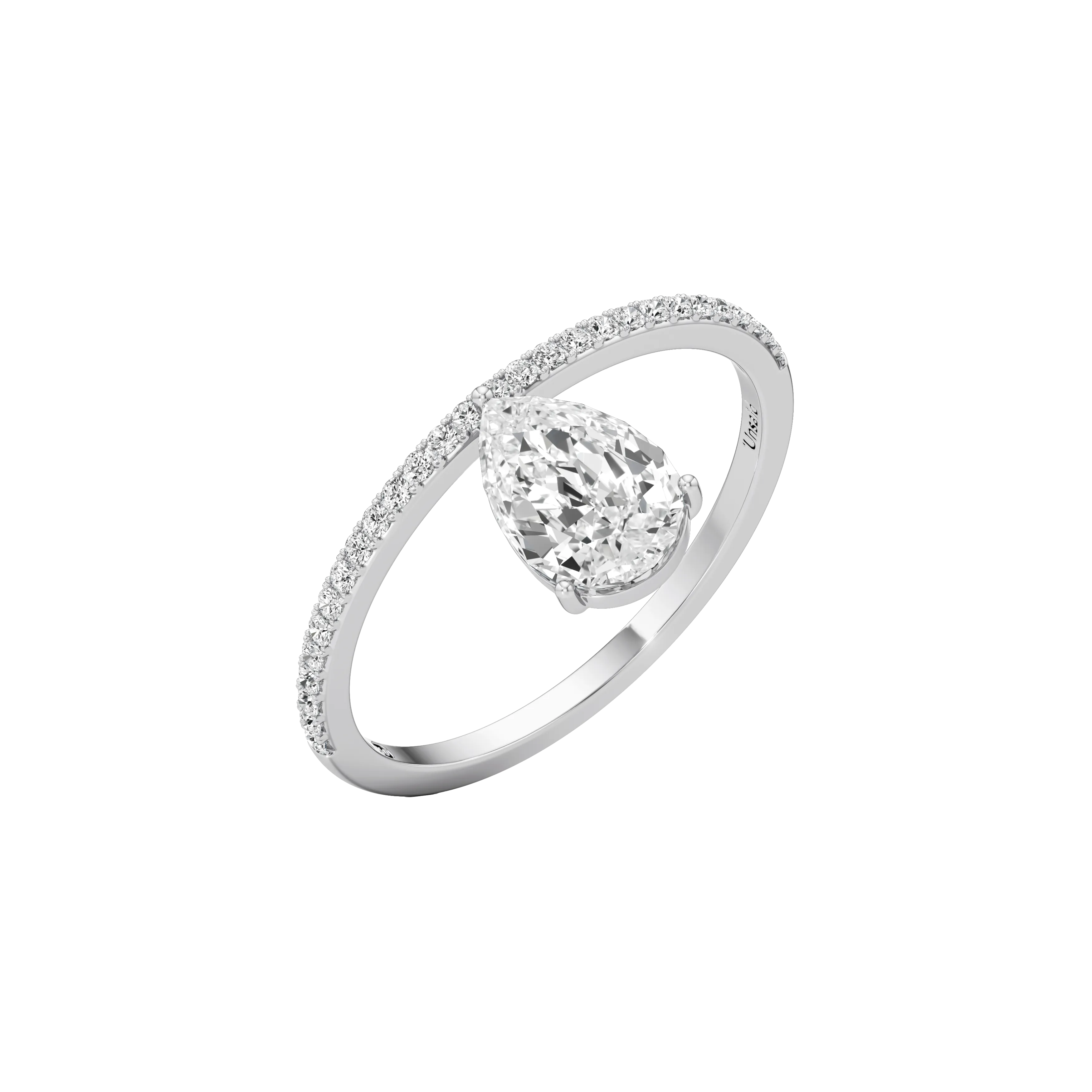 Tear grace pavé ring