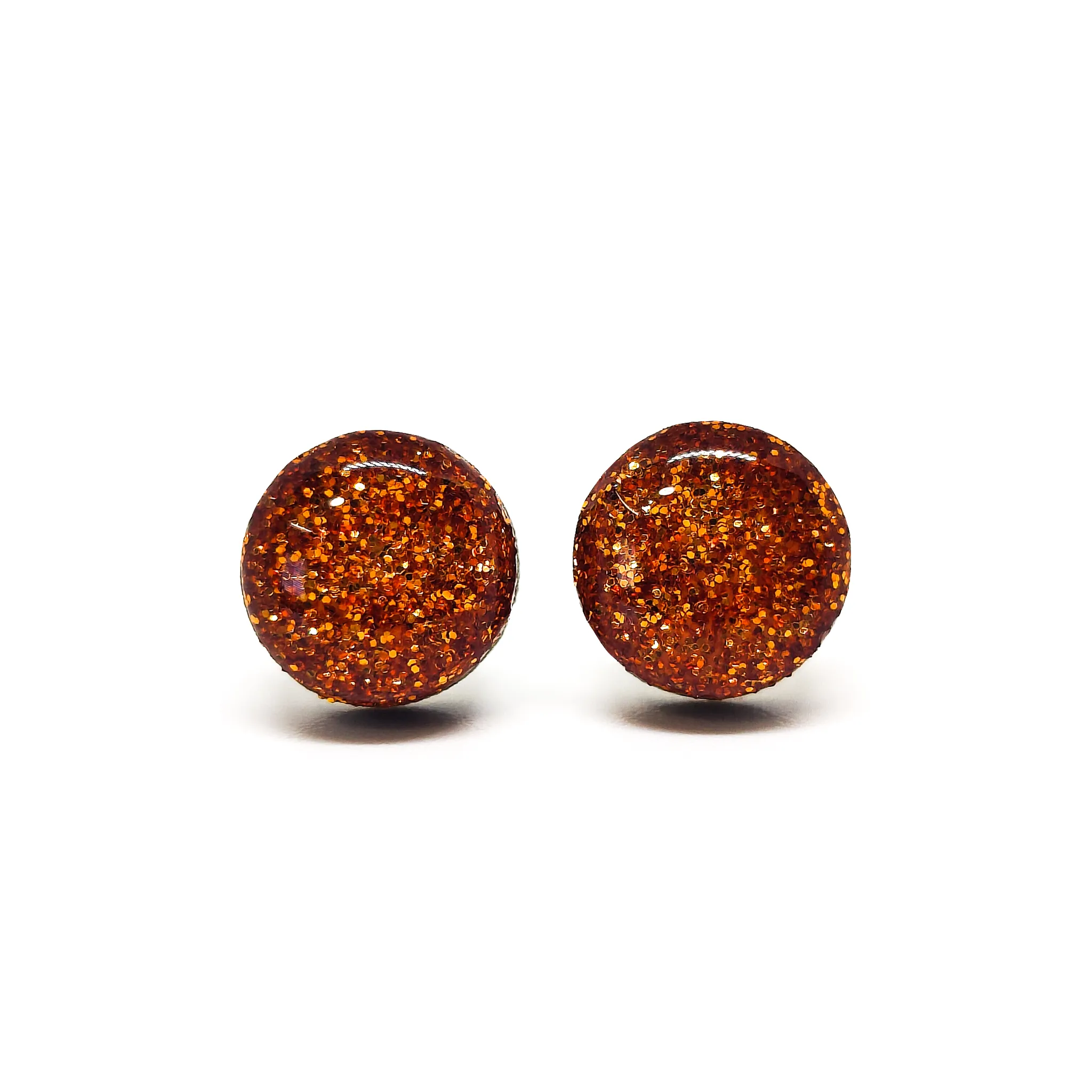 Terracotta Orange Sparkle Stud Earrings by Candi Cove Designs