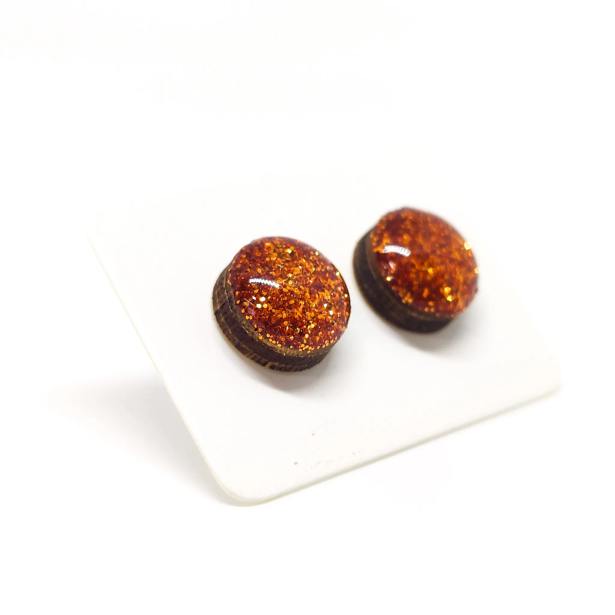 Terracotta Orange Sparkle Stud Earrings by Candi Cove Designs