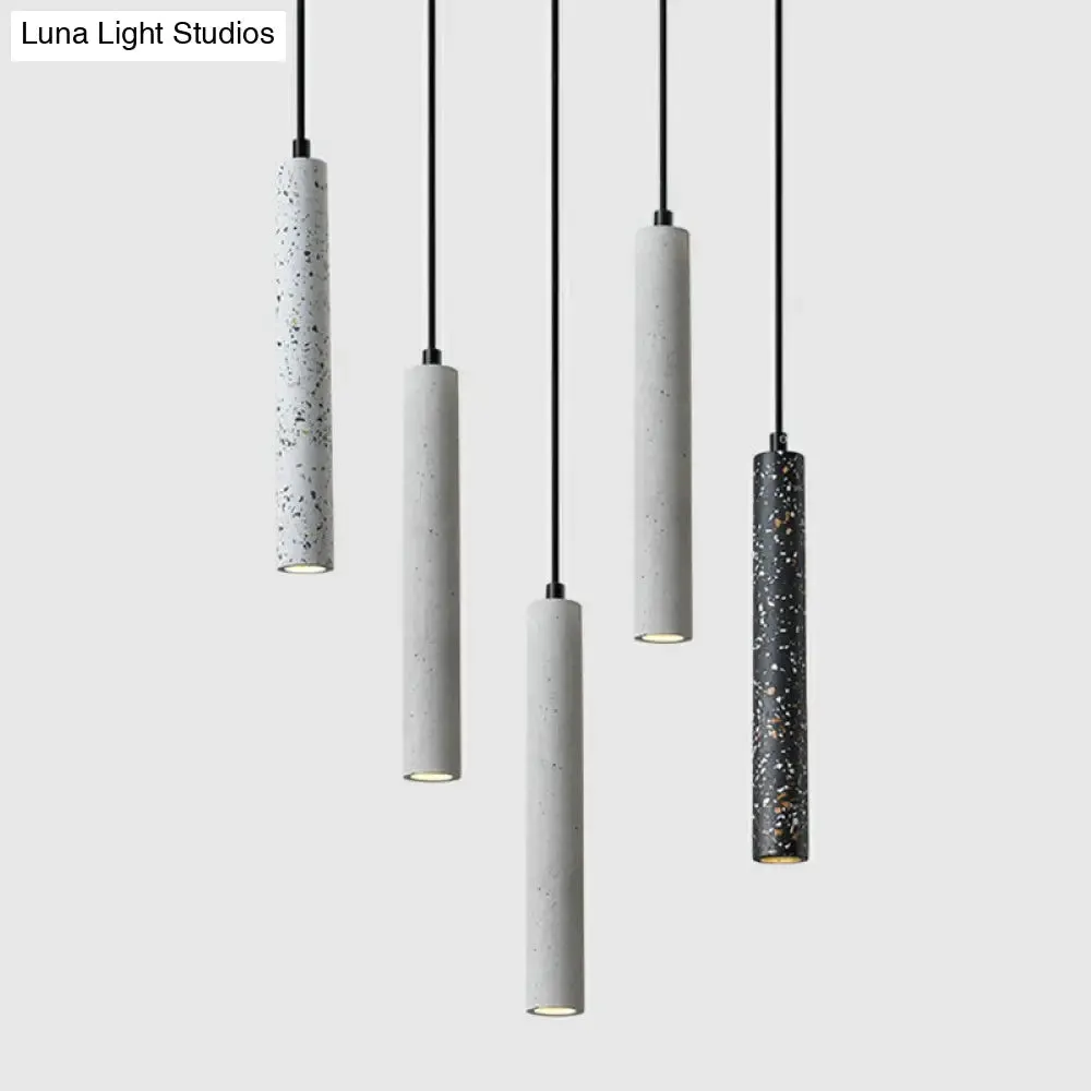 Terrazzo Dining Room Pendant Light - Minimalist Tube LED Spotlight for Hanging Ceiling