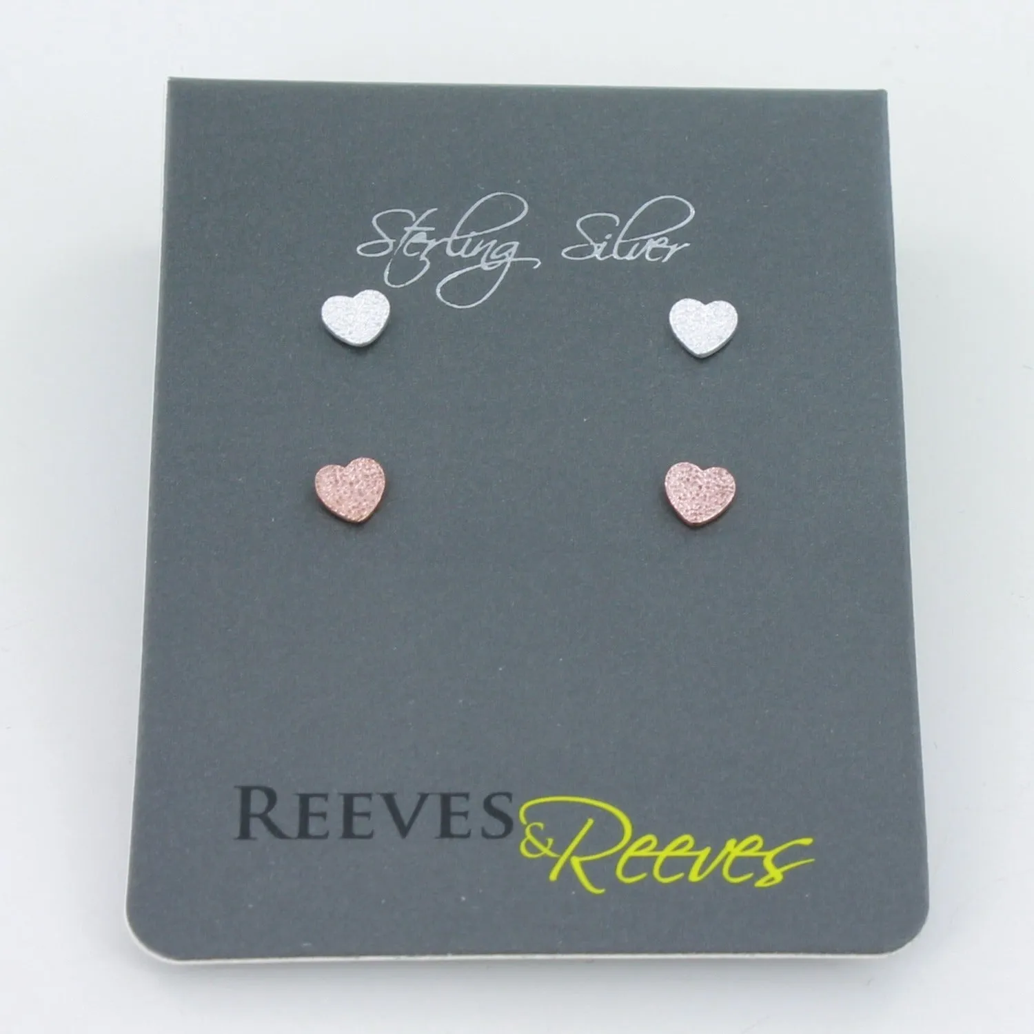 Textured Heart Sterling Silver Stud Earring Set