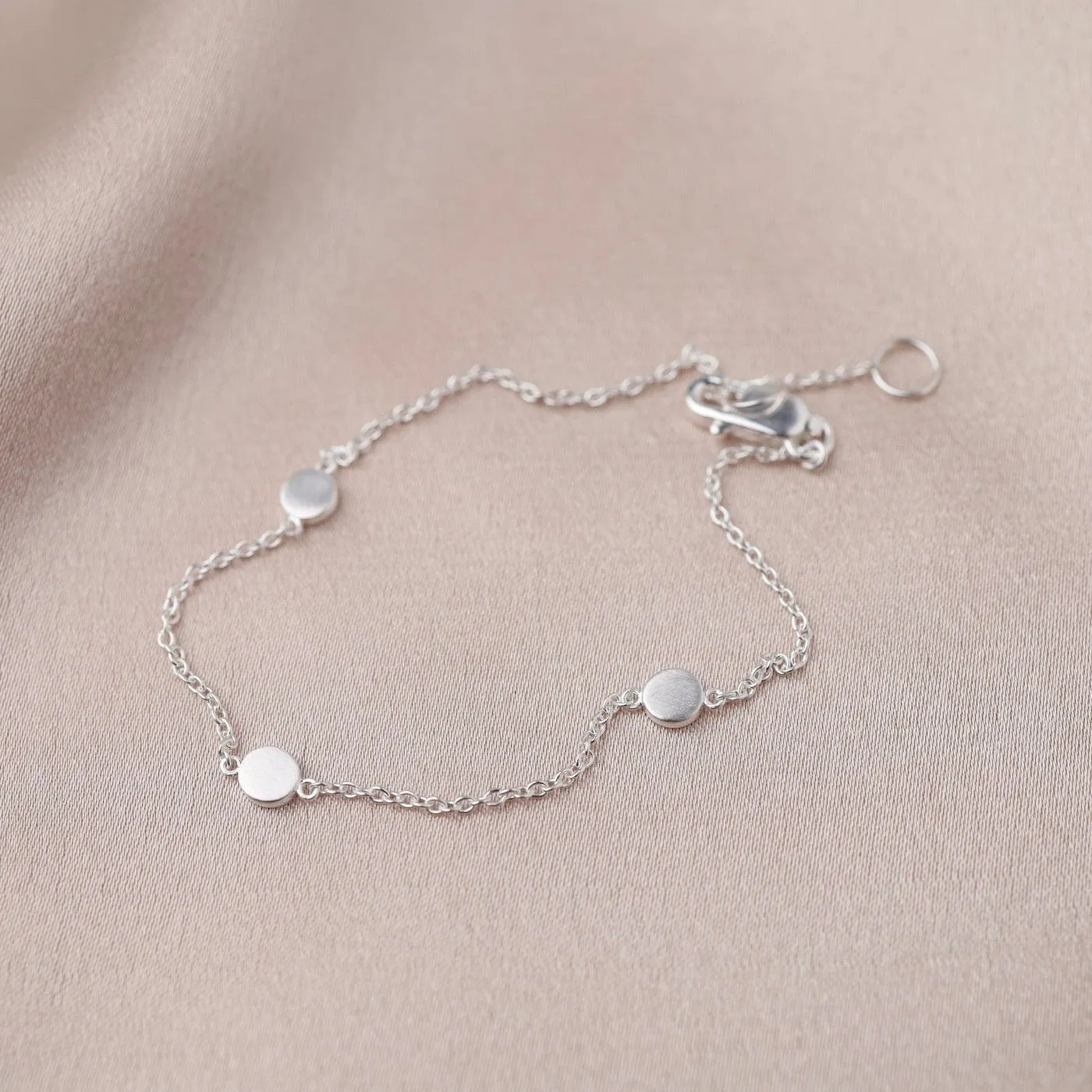 Three Dots Bracelet in Brushed Sterling Silver