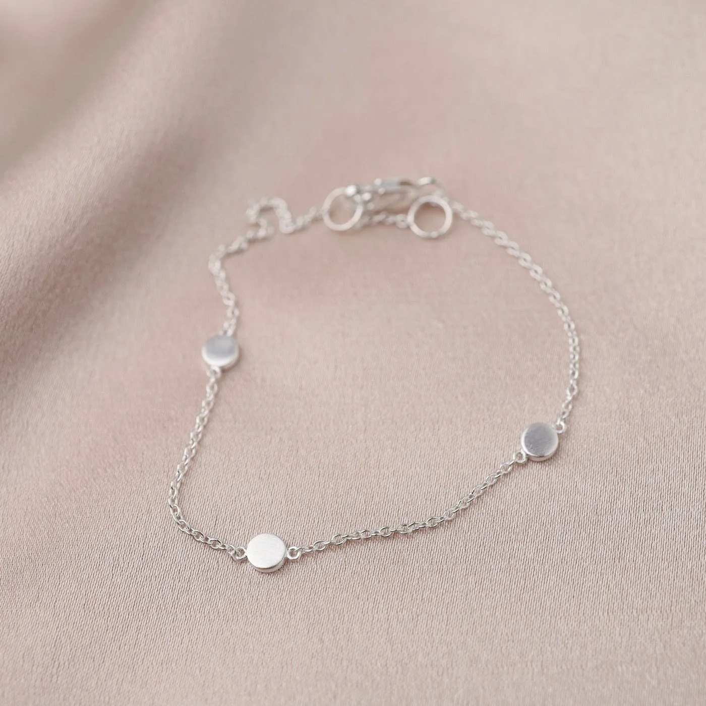 Three Dots Bracelet in Brushed Sterling Silver