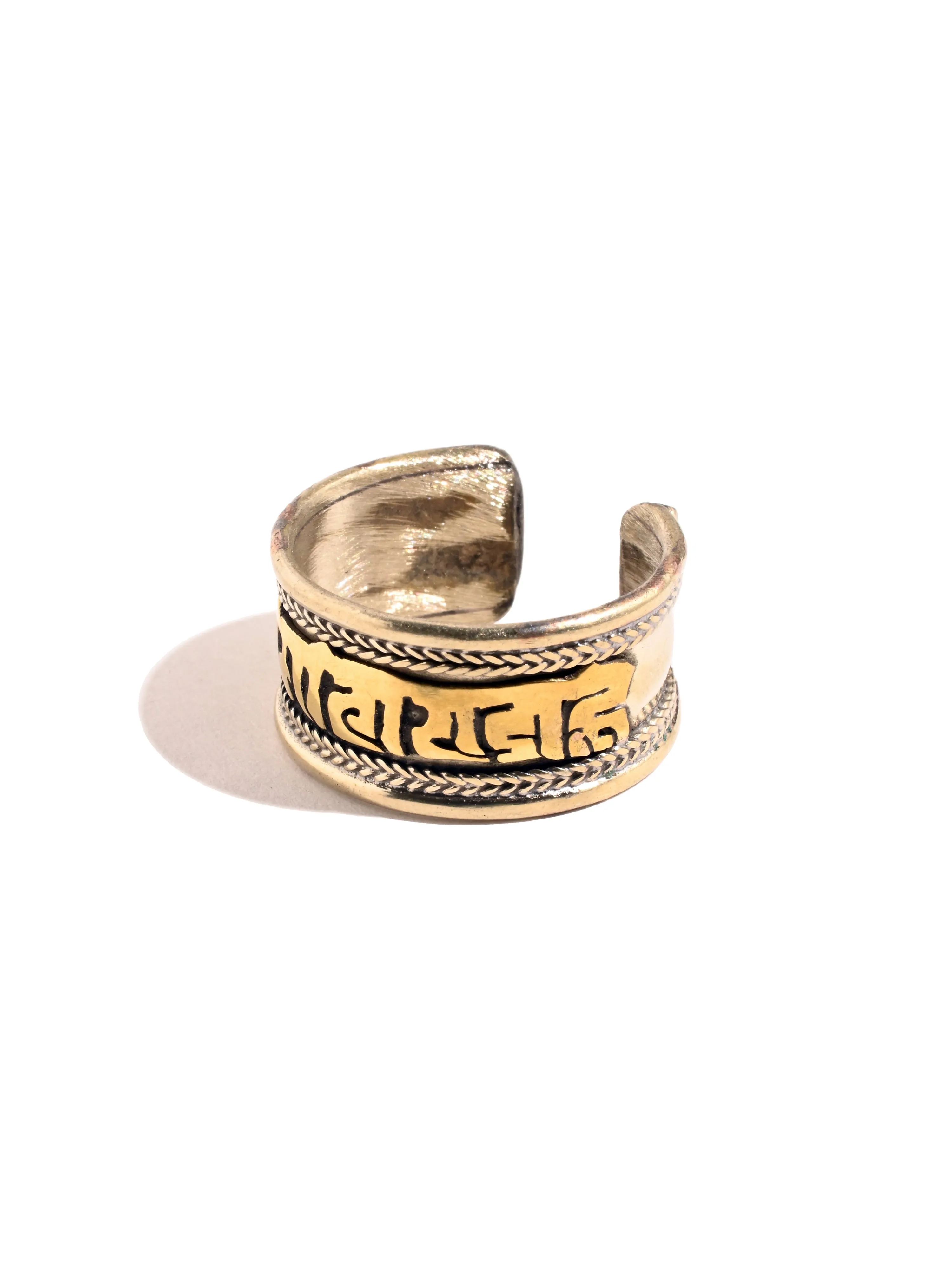 Tibetan Om Mane Padme Hum Ring - Brass