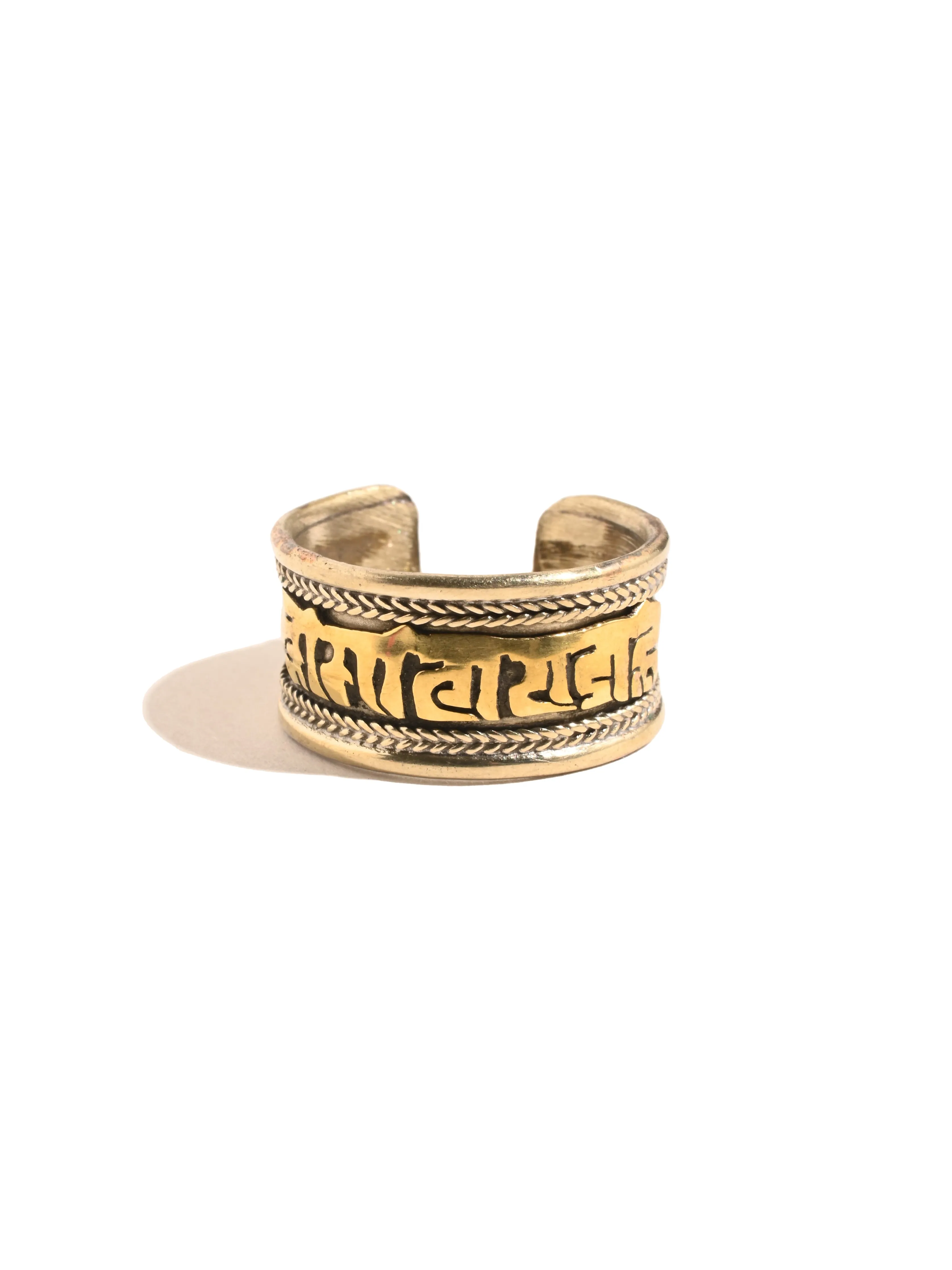 Tibetan Om Mane Padme Hum Ring - Brass