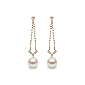 Trend 18ct Yellow Gold Freshwater Pearl Diamond Earrings