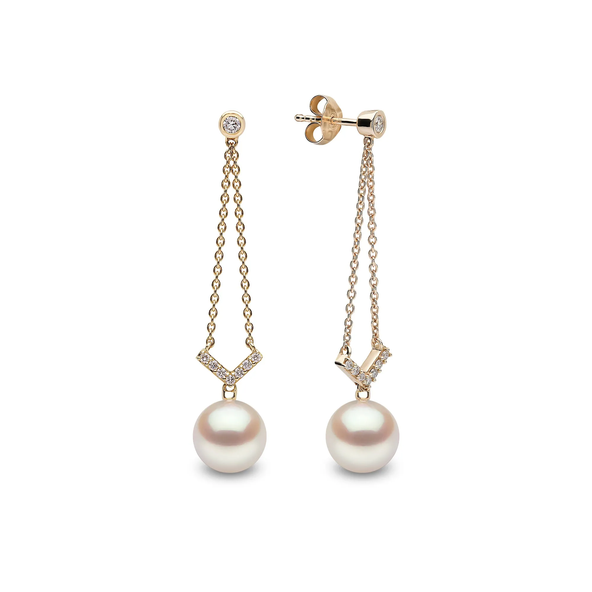 Trend 18ct Yellow Gold Freshwater Pearl Diamond Earrings