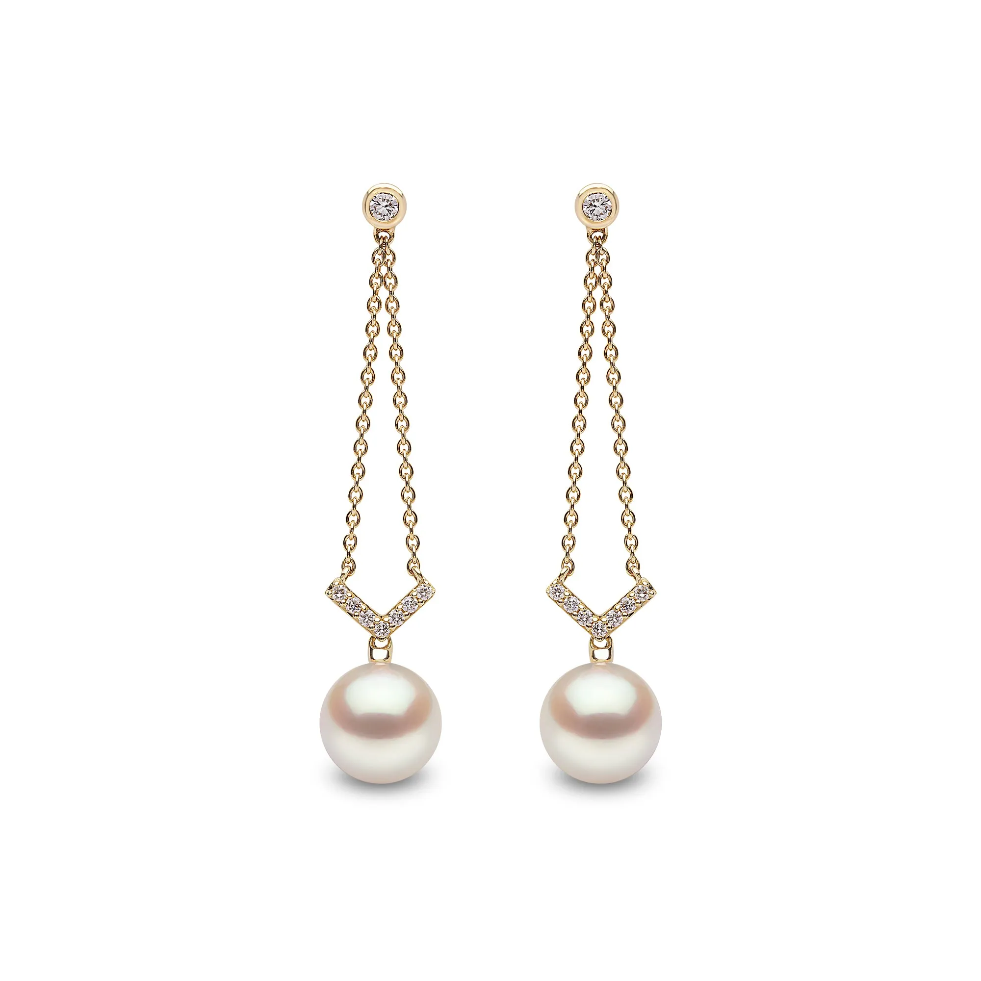 Trend 18ct Yellow Gold Freshwater Pearl Diamond Earrings