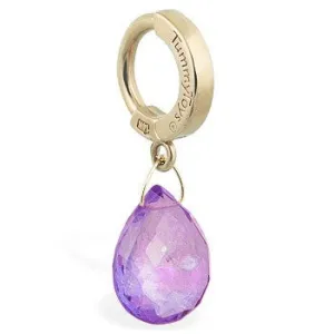 TummyToys® Solid 14K Yellow Gold Amethyst Drop