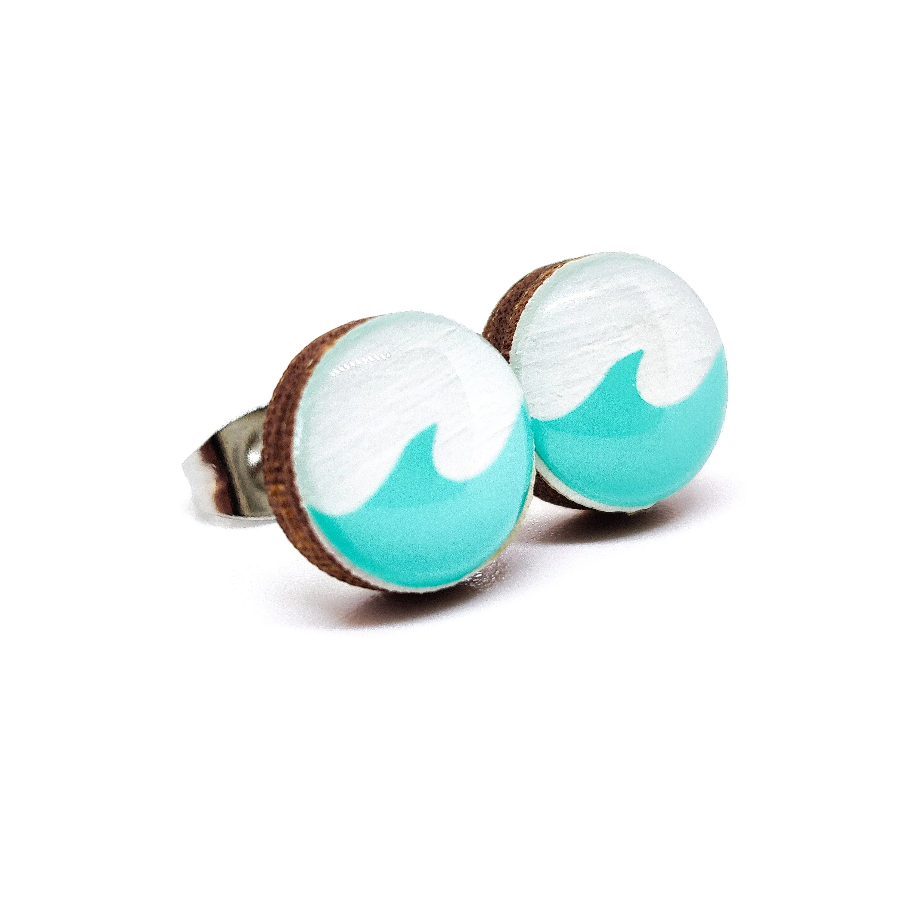 Turquoise Ocean Wave Stud Earrings by Candi Cove Designs