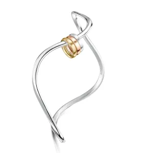 Wave Surfers 3-ring Curved Bangle in Silver, 9ct Yellow & Rose Gold