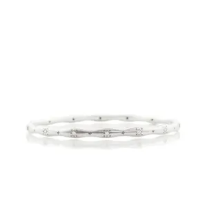 Wavy Stepping Stone Bangle - Sterling Silver